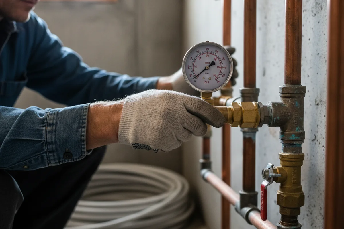 Pressure testing a repaired line during Water Line Repair in Atascadero